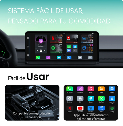 Ottocast Play2 Video Pro Ai Box Adaptador inalámbrico CarPlay Android Auto con Youtube, Netflix, Iptv integrado para automóvil con Carplay por cable