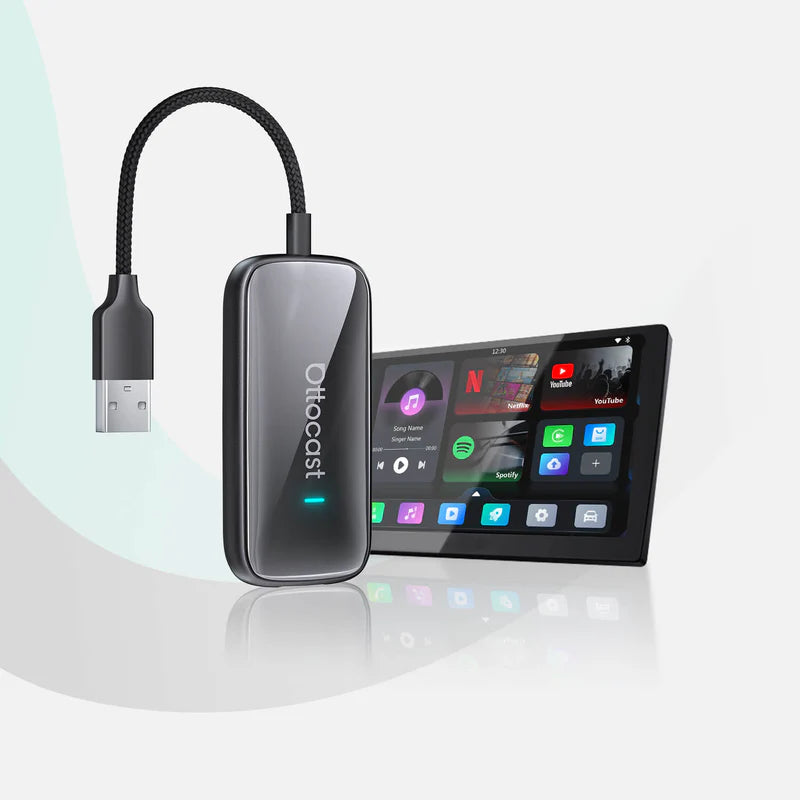 Ottocast Play2 Video Pro Ai Box Adaptador inalámbrico CarPlay Android Auto con Youtube, Netflix, Iptv integrado para automóvil con Carplay por cable